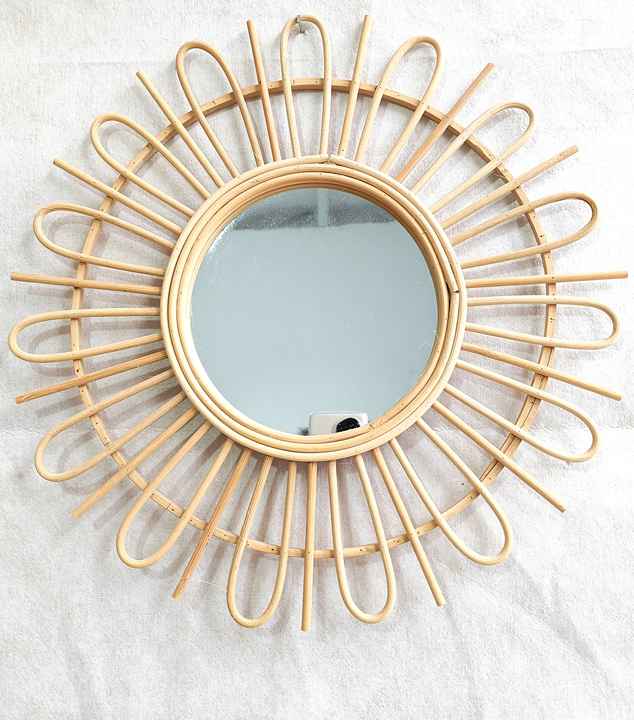 Hanging Furniture Art Dressing Mirror مرآة من الخيزران بتصميم عصري للمنزل