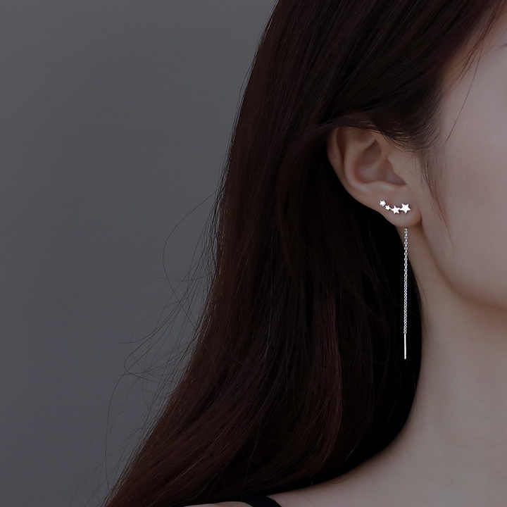 Children's accessories, new elegant silver earrings 