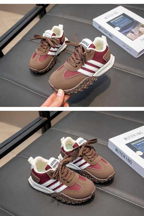 أحذية رياضية غير رسمية للجنسين للأولاد والبنات . Unisex Boys Girls High Quality PU Leather Casual Sneakers