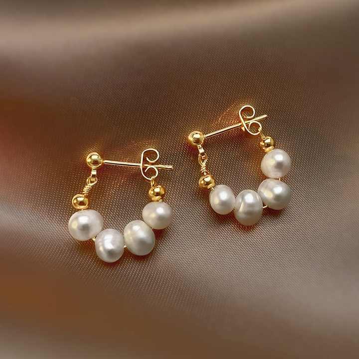 Korean Jewelry 3-6mm White Natural Pearl Earrings 