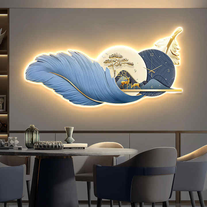 Modern luxury feather sofa with LED panel lighting 