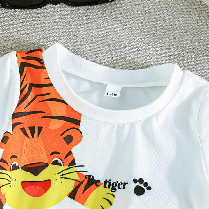 مجموعة ملابس الأطفال للأولاد الصيف الجديدة . New Summer Baby Boys Clothing Set Toddler Boys Tiger