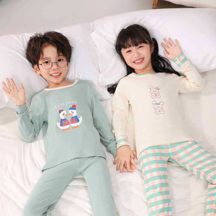 طقم بيجامة صبي كاجوال ناعم بنمط مطبوع من القطن والربيع والصيف بالجملة Wholesale Spring Summer Soft Casual Printed Pattern Cotton Boys Pajama Set