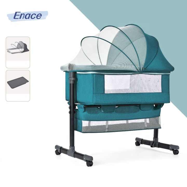 Multifunctional Folding Aluminum Baby Bed Cradle Side Bed Side Sleeper Portable Stroller 