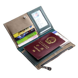 Fashion Leather Belt Passport Cover RFID Blocking. 