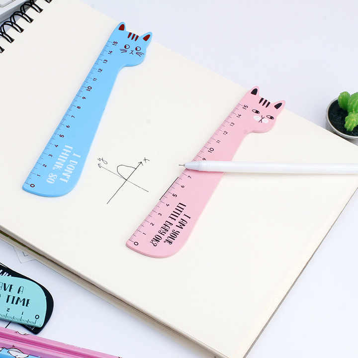 Cute Kawaii Cat Wooden Ruler 15cm for Kids Girls Gift School Office Supplies Measuring Tools Stationery 