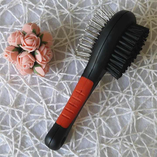 Double Sided Pet Dog Cat Puppy Dog Hair Cleaning Grooming Combo Brush with Metal Pins and PP Bristles 
