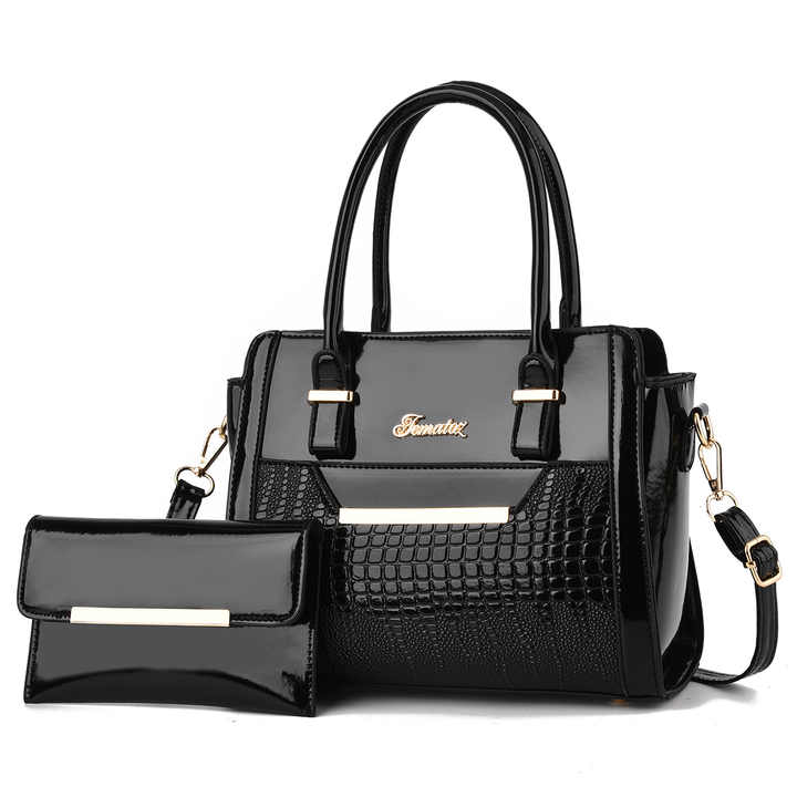 Luxury Women's PU Leather Handbag 2-Piece Set