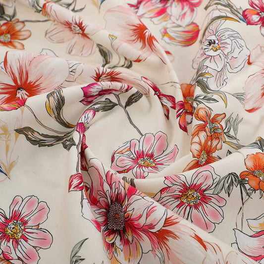 Digital Printing Fabrics Floral Cotton Twill 