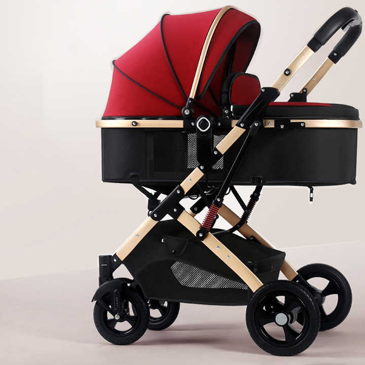 High-view baby stroller can sit and lie down, portable, foldable, two-way shock-absorbing baby stroller 