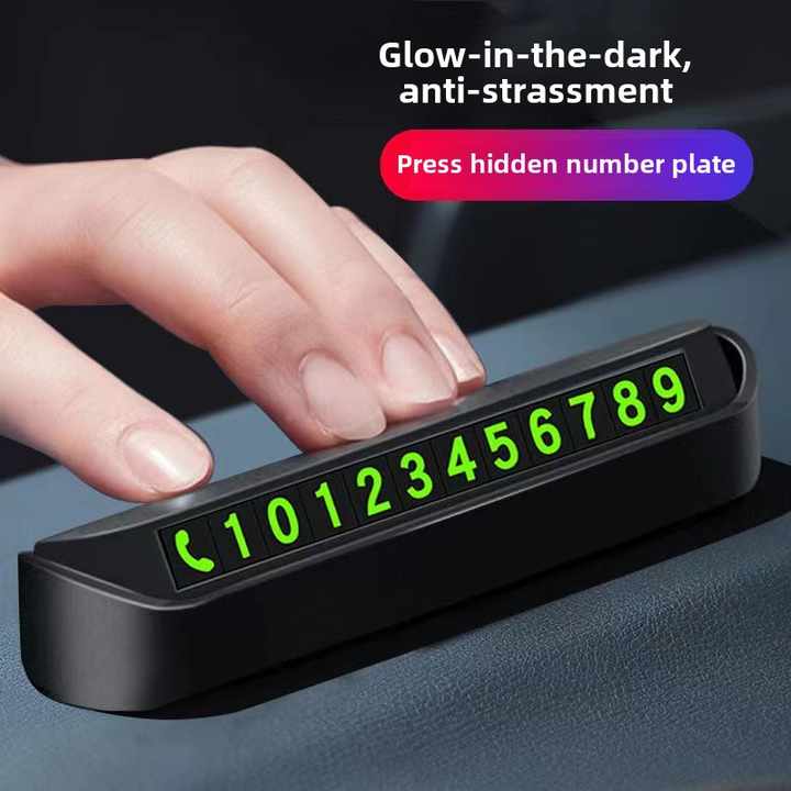 Creative Car Interior Night Light ABS Metal Temporary Parking Plate Interior Kit for Car Phone Card Transfer 