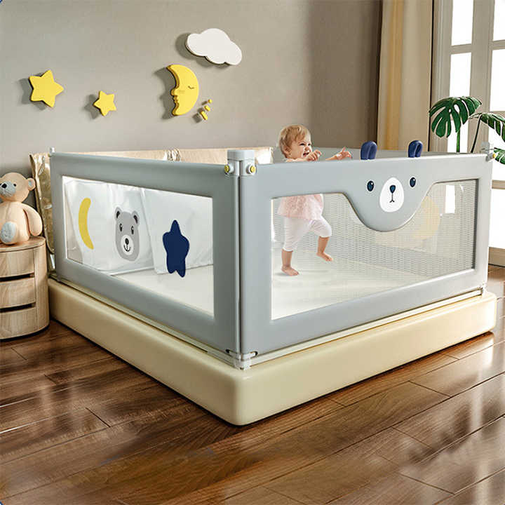 قضبان سرير بسرير حديدي بارتفاع قابل للتعديل للأطفال الرضع Adjustable Height Iron Bed Rails for Infants