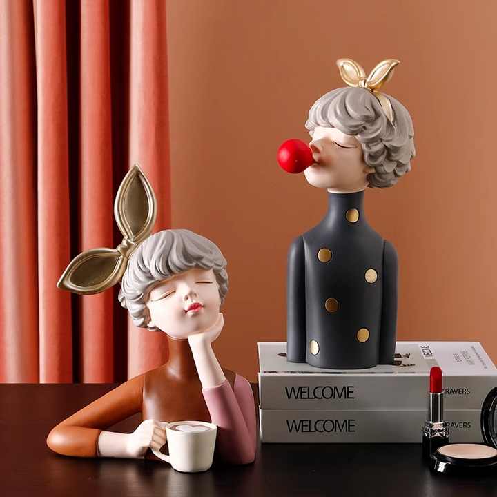 باقة زهرية بناتية تصميم إسكندنافي ديكور - Girly Floral Bouquet Scandinavian Design Resin Decor