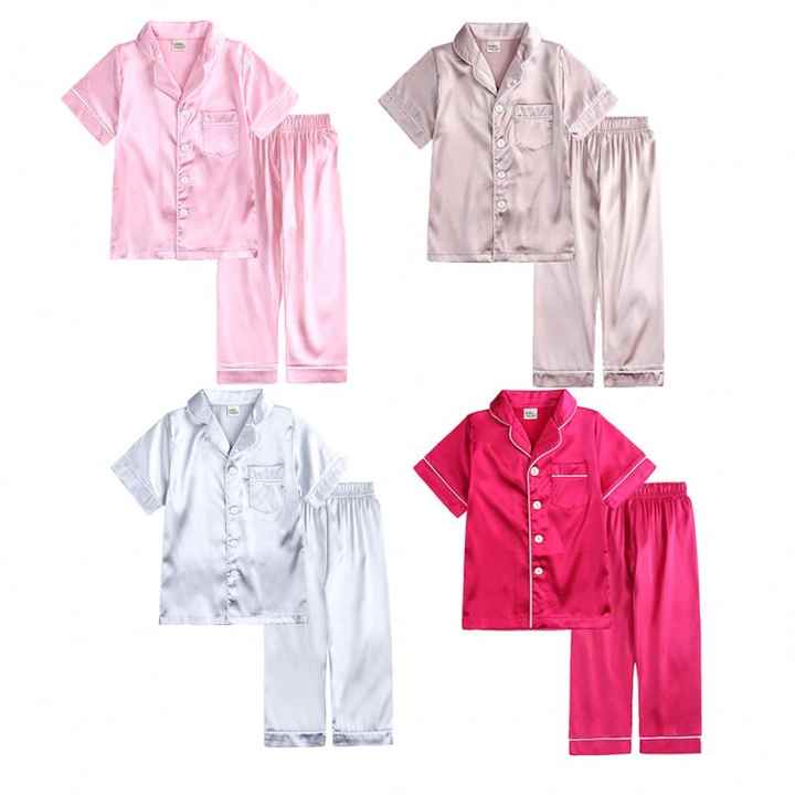 Long sleeve silk pajamas for children