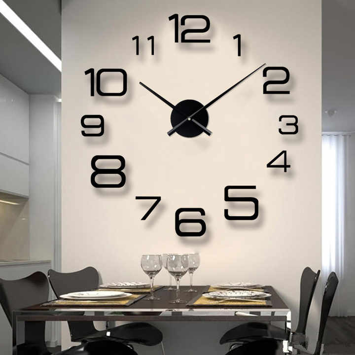 Large Frameless Wall Clock with Round Design 