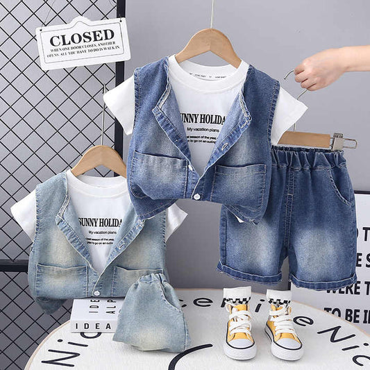 Summer Children's Short-Sleeved Shorts Latest Cowboy 