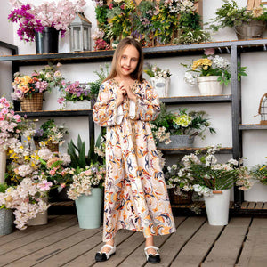 Printed Robe In Stock Autumn Winter Middle East Matching Mother and Daughter Clothes Mother and Baby Clothes Older Girls Clothes 