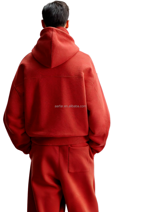 Blank Men's Zipper-up Sweatshirt Set 