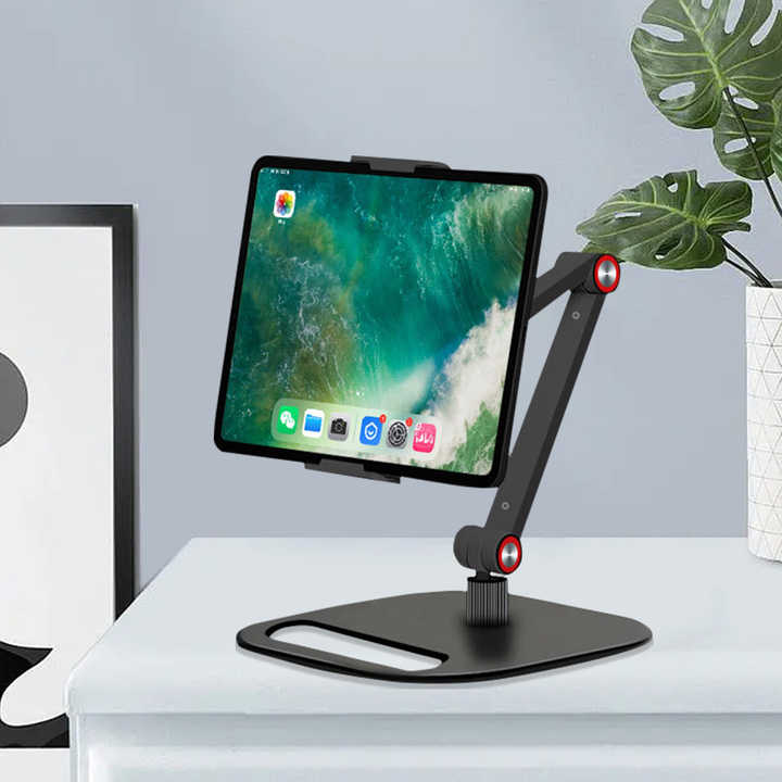 Solid Thick Plate Base Waterproof Mobile Phone Holder 360 Rotating Any Angle Adjustment Metal PC Stand 