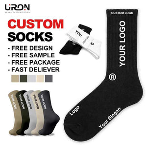 Uron Free Sample High Quality Custom Crew Socks Custom Logo Men's Streetwear Socks Uron Free Sample High Quality Custom Crew Socks Custom Logo Men's Streetwear Socks 