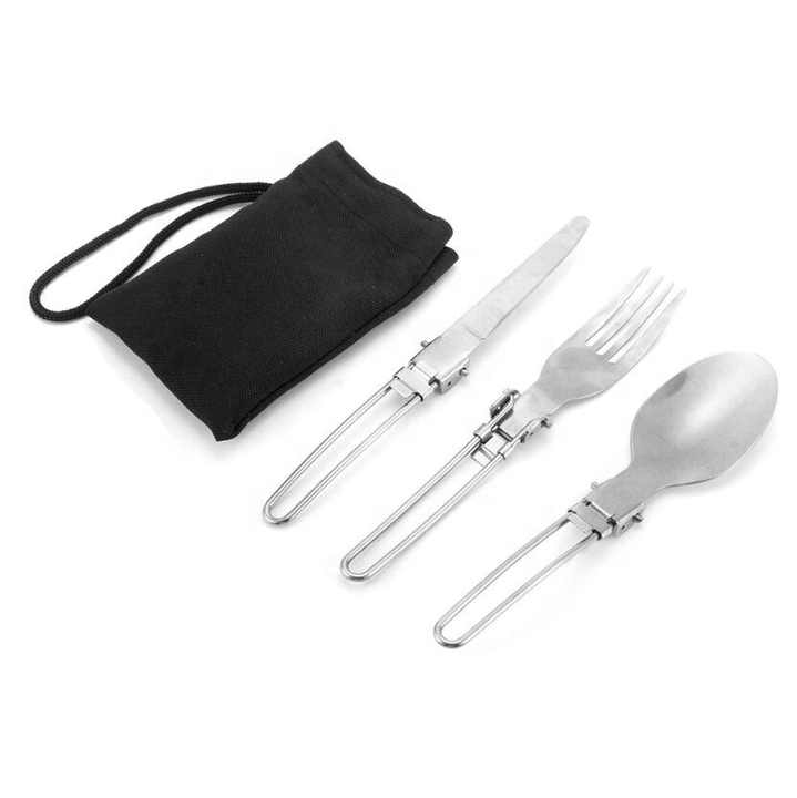 Picnic Camping Spoons and Forks Set, EDC, Foldable, Travel, Camping Utensils 