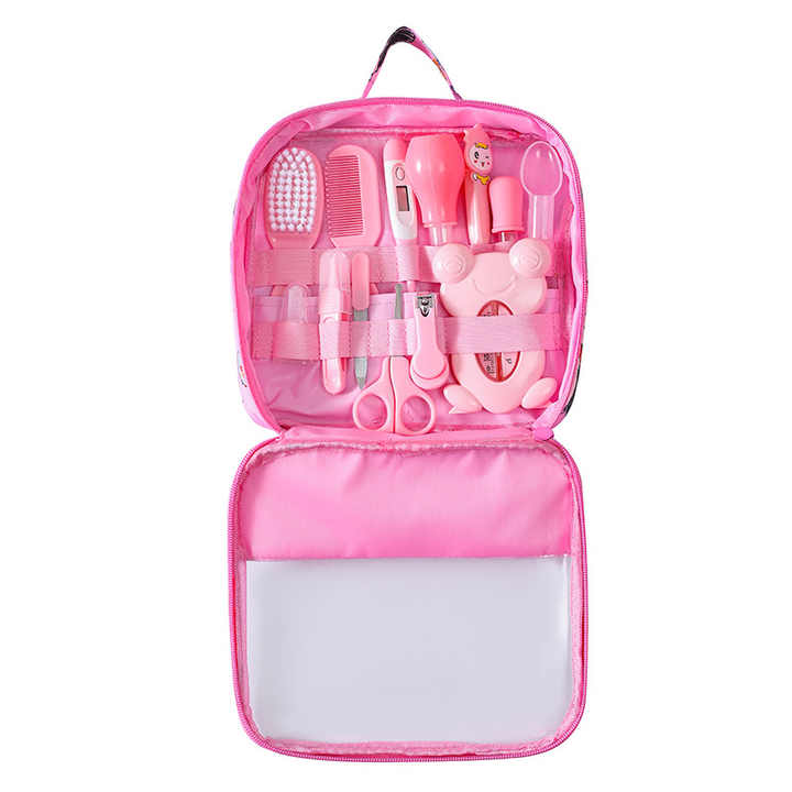 Newborn Baby Care Kit Set with Nasal Aspirator, Nail Clipper, Thermometer, 13 Pieces Daily Care Cleaning 