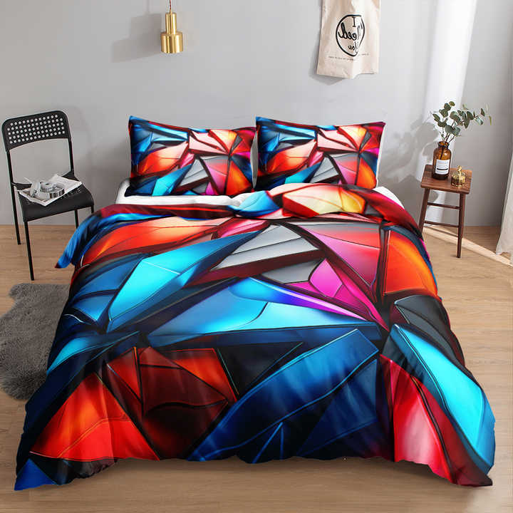 غطاء لحاف هندسي فائق النعومة حديث هندسي . Super Soft Geometric Duvet Cover Modern Geometric Red