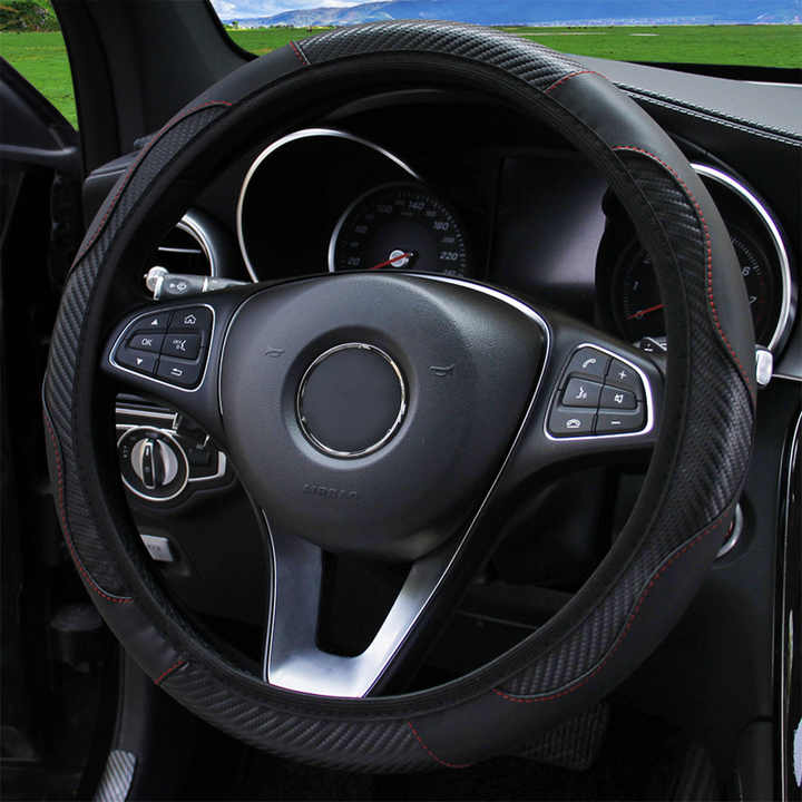 إكسسوارات سيارة مريحة ومقاومة للاهتراء من جلد الكربون بدون حلقة داخلية غطاء مناسب Comfortable and wear-resistant car accessories carbon leather without inner ring suitable cover