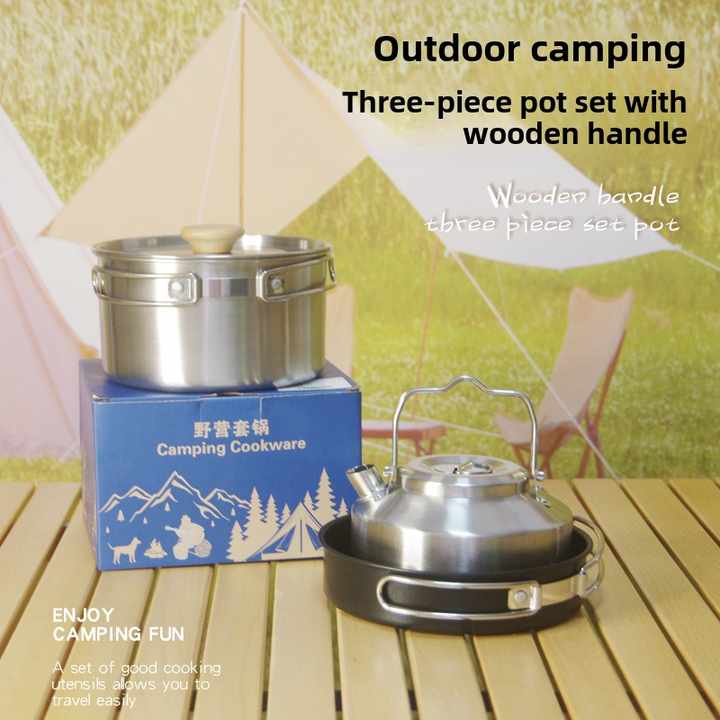Portable Stainless Steel Camping Soup Pot Set 