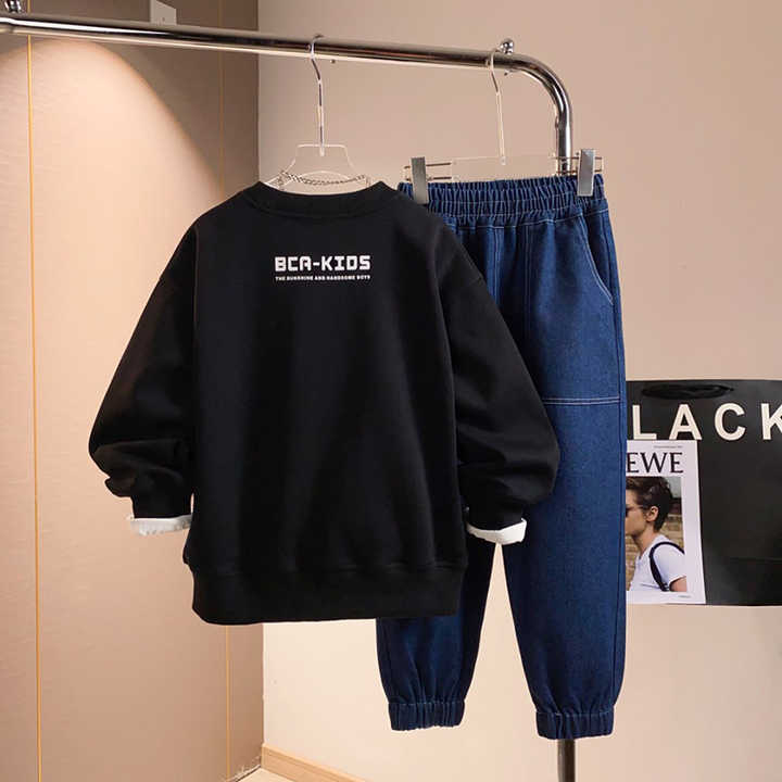 Boys' Long Sleeve Denim Blouse with Print 