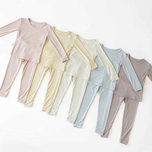 Wholesale Design 2 Pcs Children 95% Bamboo Viscose 5% Spandex Baby Pajamas Kids Rayon Toddler Unisex Boy and Girls 