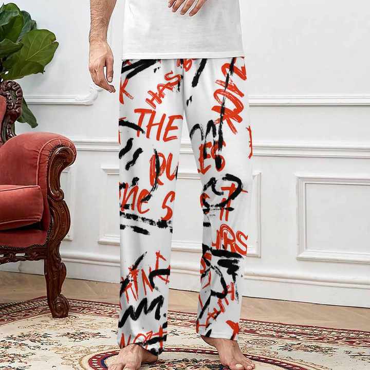 بنطلون بيجامة رجالي سادة بطباعة مخصصة