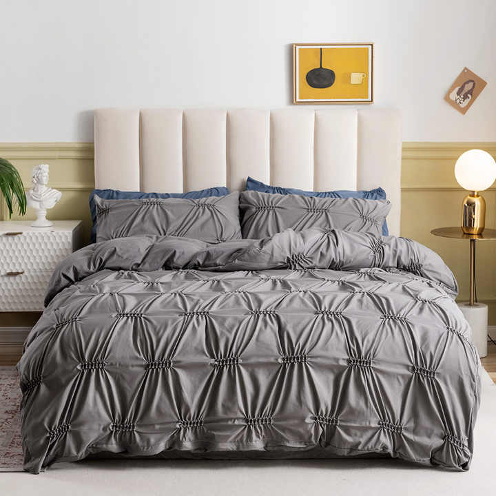 New Scandinavian Style 3 Piece Solid Floral Print Bedspread Set. 