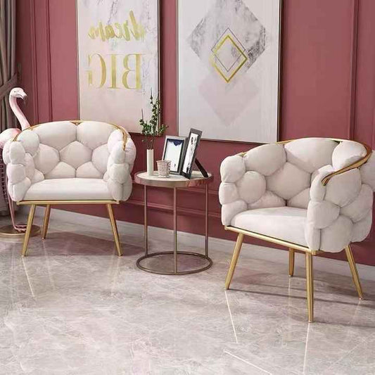 كرسي ترفيهي مخملي مع أرجل ذهبية مع مكياج منجد لغرفة المعيشة وغرفة النوم Velvet leisure chair with gold legs with upholstered makeup for living room and bedroom