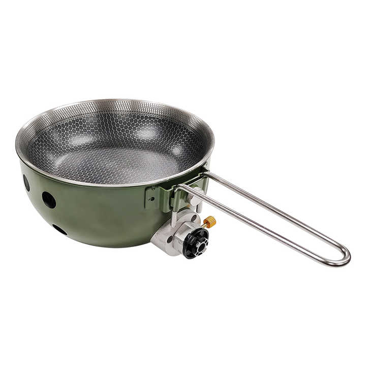 Camping Gas Stove with Non-stick Pan, Windproof, Portable Butane Gas Stove for Outdoor Hiking Cooking 