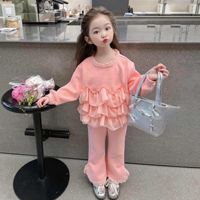 Girls' Small Fragrant Wind Hoodie Set 