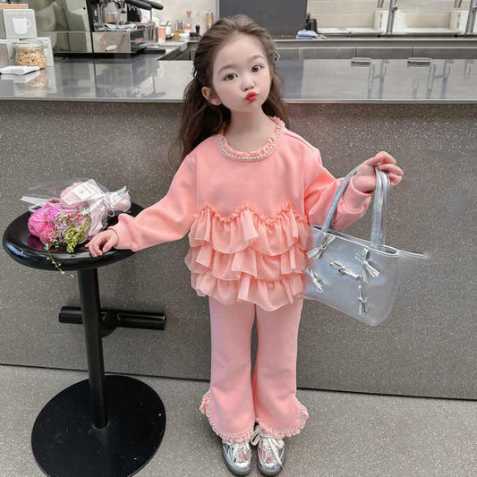 Girls' Small Fragrant Wind Hoodie Set 