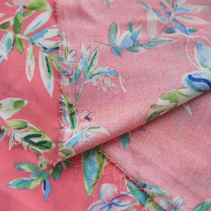 Factory Direct Sale Rayon Red and Blue-Cotton Silk Fabric 