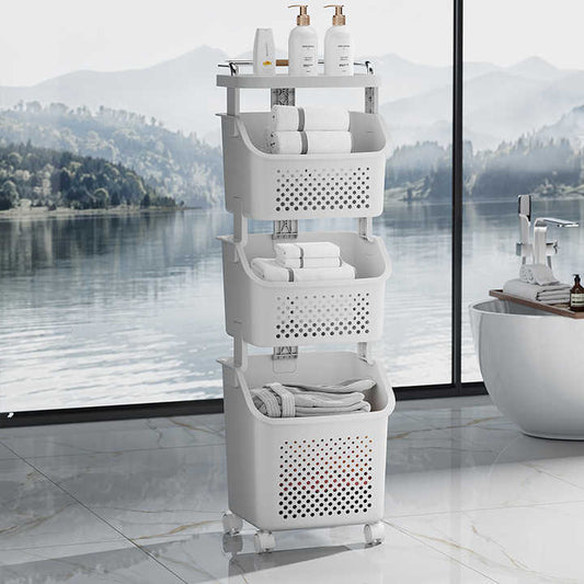 Rmier Large Capacity Plastic Handle Wheels Multi-layer Detachable Multi-layer Removable Home Storage Basket
