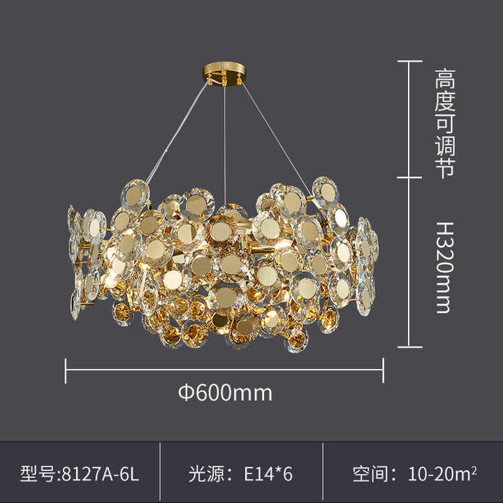 Round crystal gold lamp 