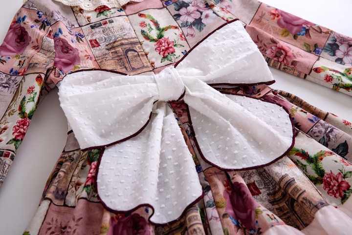 OEM Pettigirl Girls Floral Dress With Bow-Collar Model 