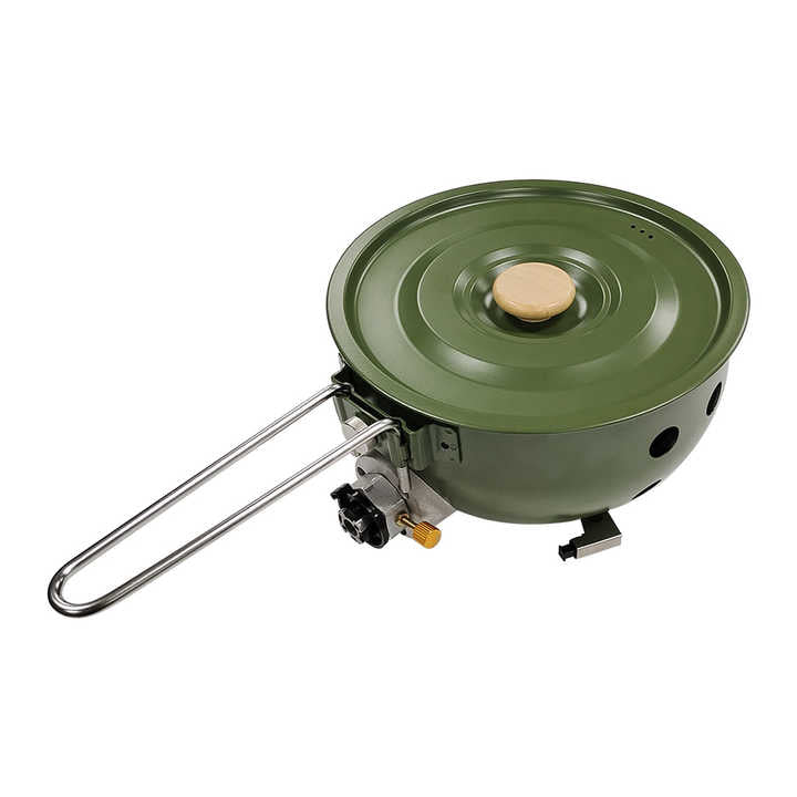 Camping Gas Stove with Non-stick Pan, Windproof, Portable Butane Gas Stove for Outdoor Hiking Cooking 