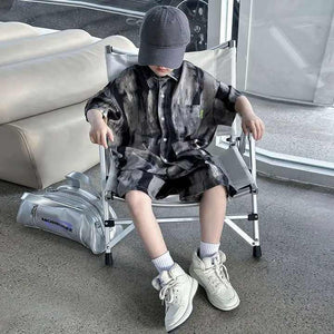 Boys' two-piece shorts, stylish boys' suits for going out 