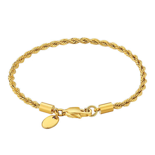 3mm Flexible Braided Rope Chain Bracelet 