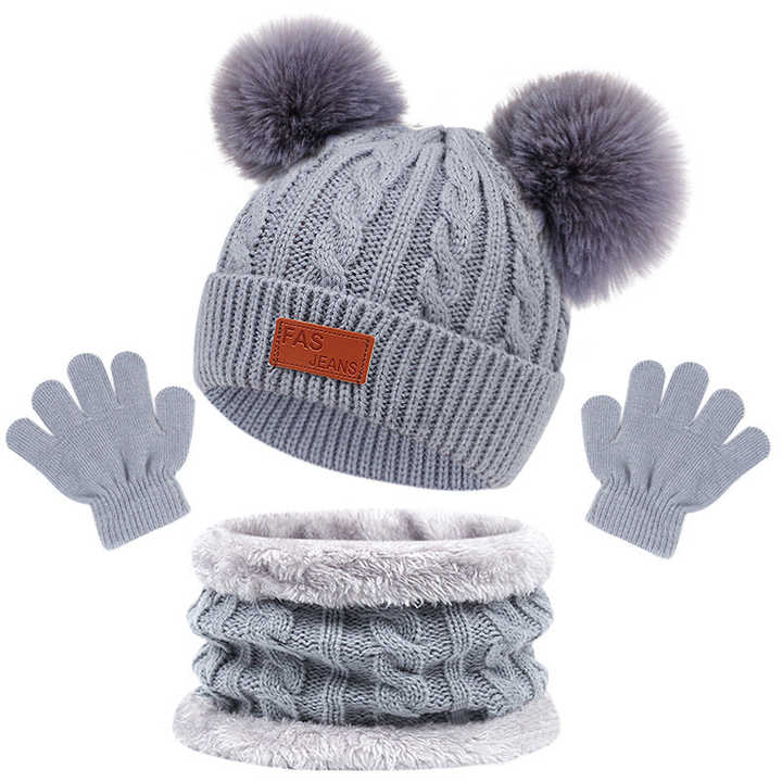 Baby Accessories 3-Piece Baby Hat with Scarf for Winter 