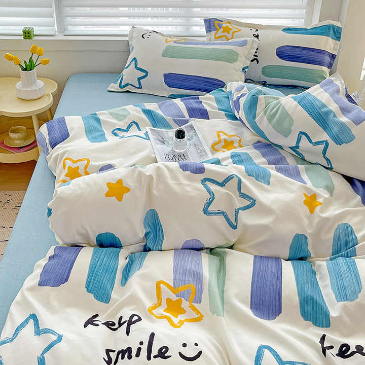 Skin-friendly quilted cotton students quilt set 4-piece set 
