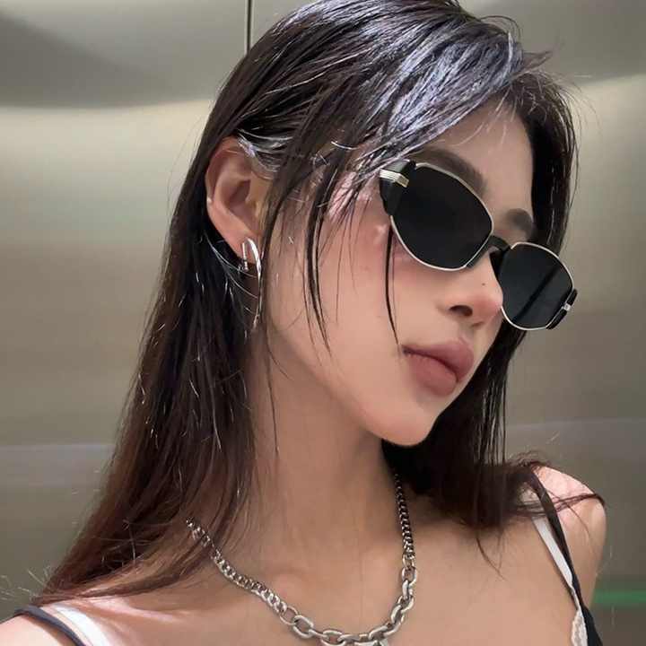 Glasses Women's Round Face Slim Cat Eye Sunglasses 