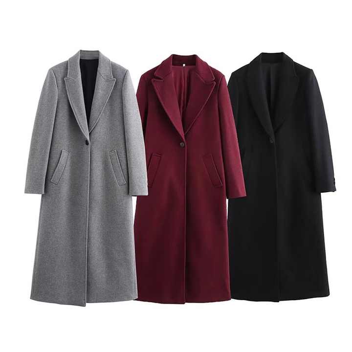 Long Coat Jacket Retro One Button Long Sleeve