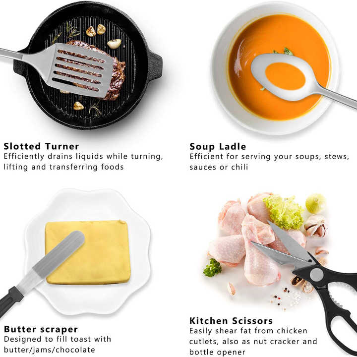 المحمولة التخييم مجموعة أدوات المطبخ ، الفولاذ . Portable Camping Kitchen Utensil Set, Stainless