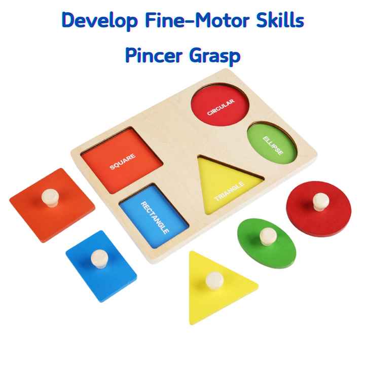 Montessori Geometric Wooden Toys Set for Babies and 